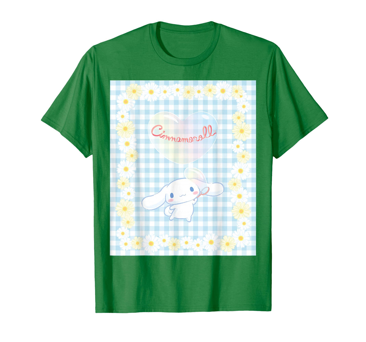 Cinnamoroll Bubble Blue Ginham Daisy T-Shirt Small