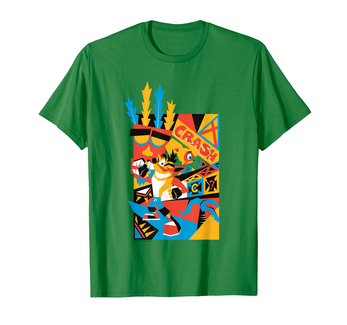 Crash Bandicoot Retro Nineties Crash Aku Aku Graffiti Badge T-Shirt