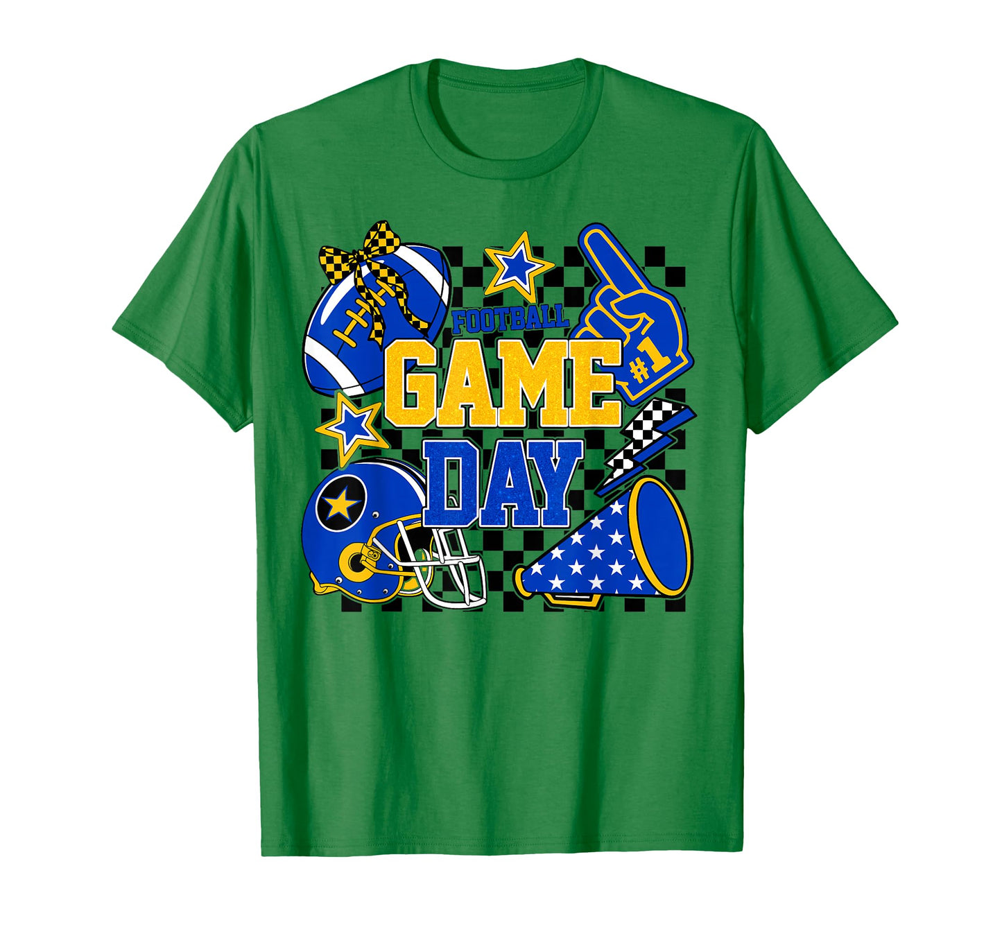Game Day Football Touchdown Season Team Spirit Blue Gold T-Shirt