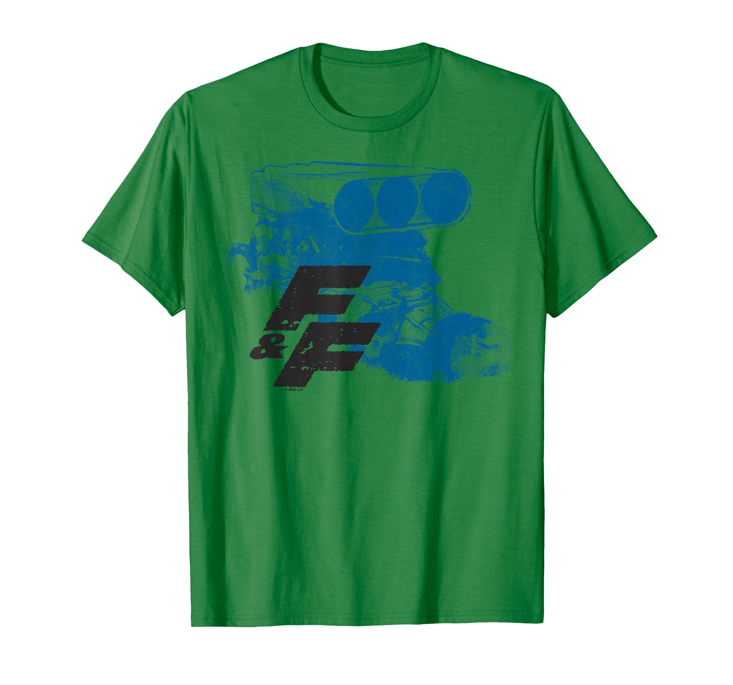 Fast & Furious Blue Hue Engine Block Distressed Logo T-Shirt