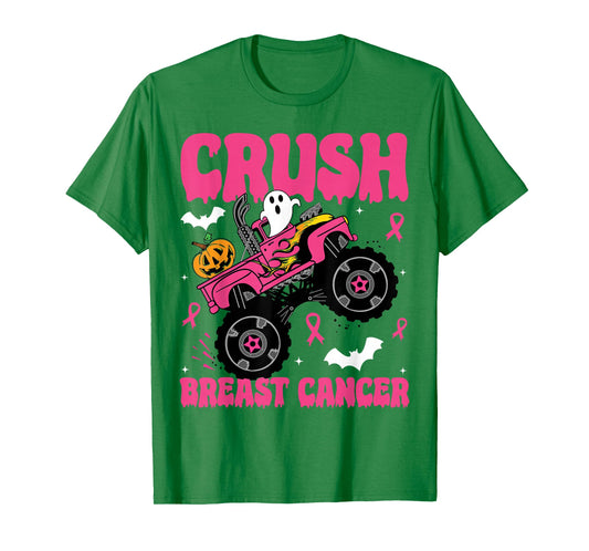 Crush Breast Cancer Awareness Monster Truck Halloween kids T-Shirt