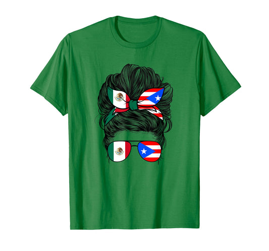 Mexirican Girl Women Half Mexican And Puerto Rican Rico Flag T-Shirt