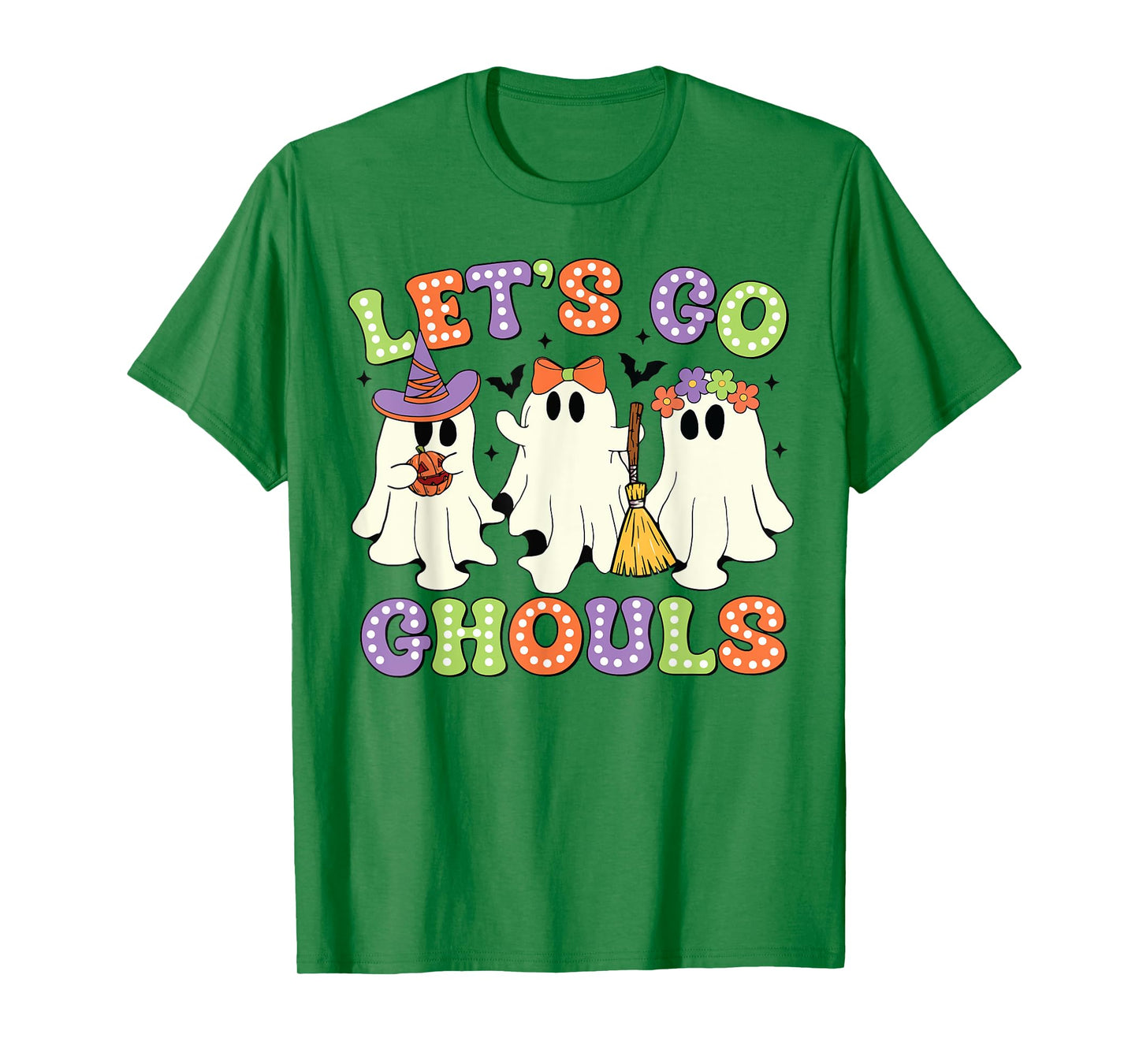 Let's Go Ghouls Scary Ghost Costume Halloween Retro Groovy T-Shirt