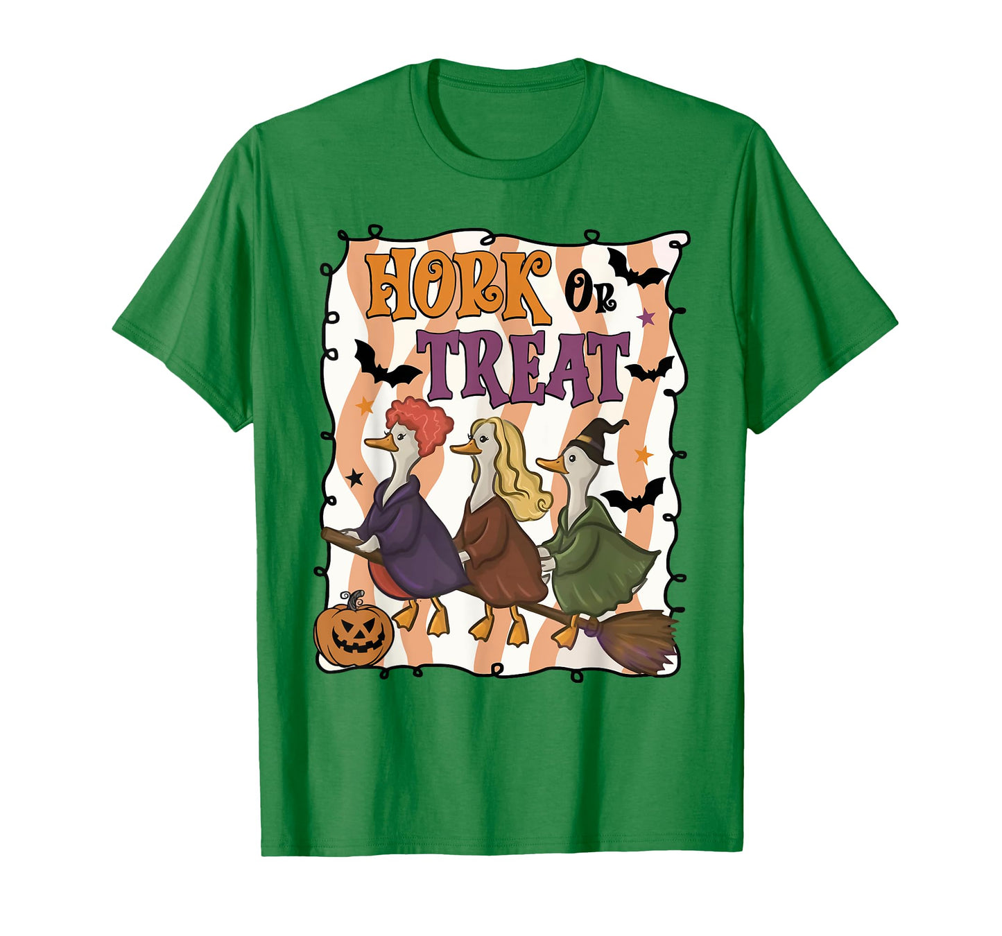 Hork Or Treat Funny Goose Witches Halloween Spooky Witch T-Shirt