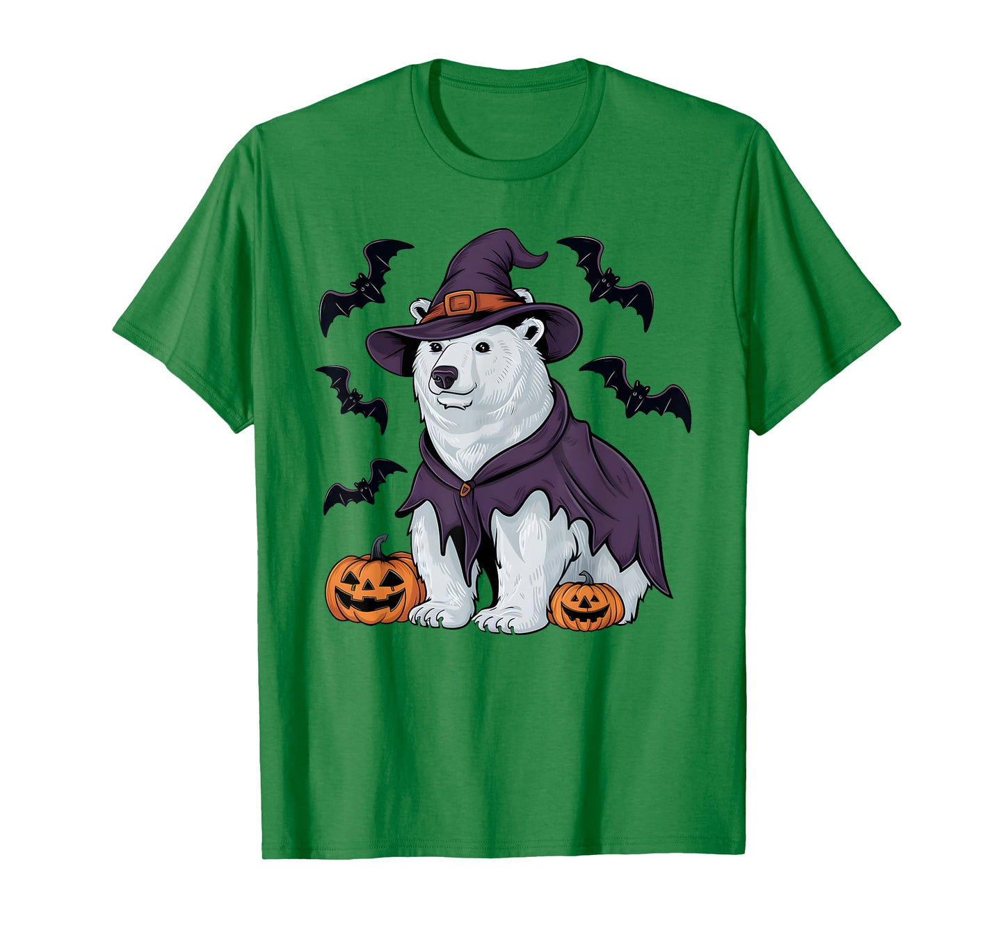 Polar Bear Halloween Costume Scary Pumpkin Bat Witch T-Shirt