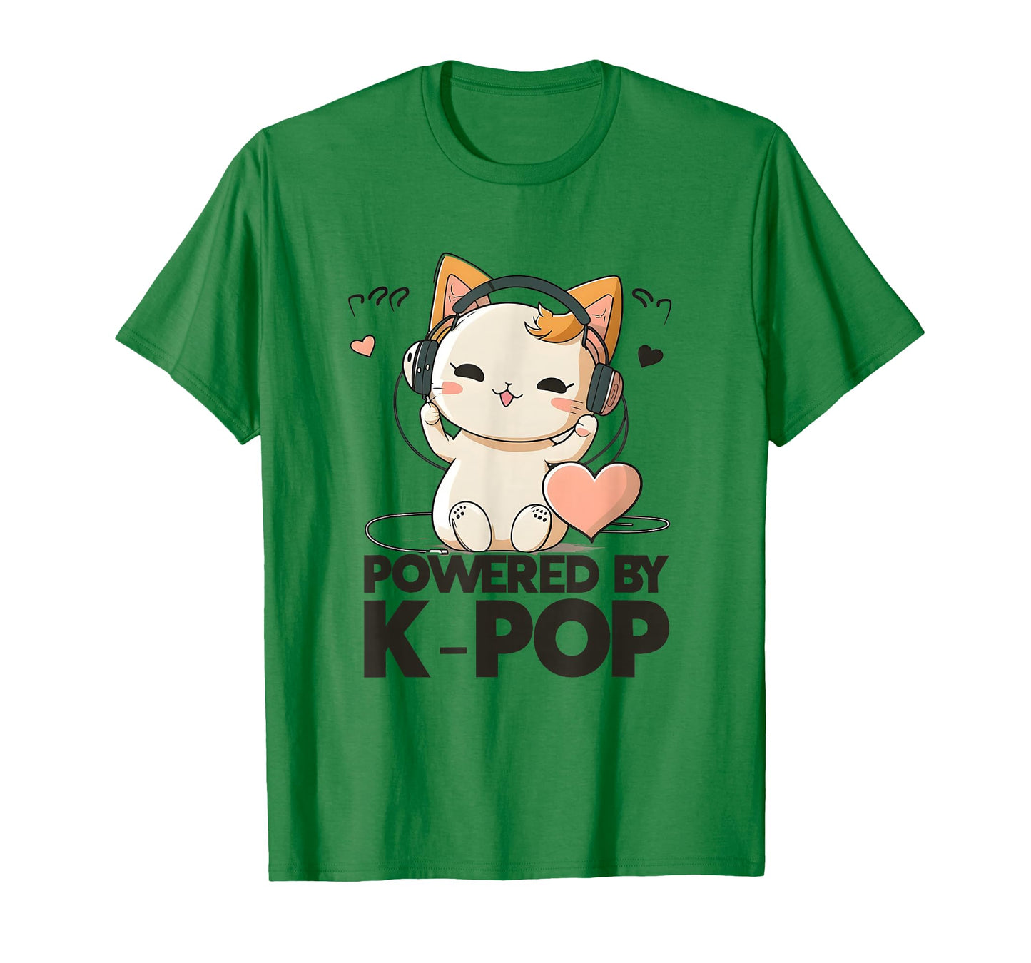 Powered by Kpop Merchandise Cat K-Pop Fashion Fangirls T-Shirt