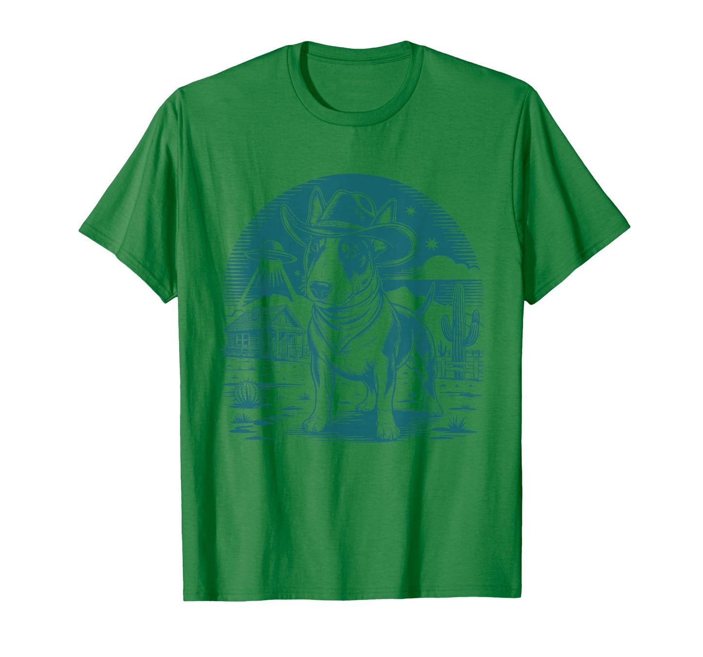 Bull Terrier Cowboy UFO Shirt Vintage Western Dog Mom Tee T-Shirt