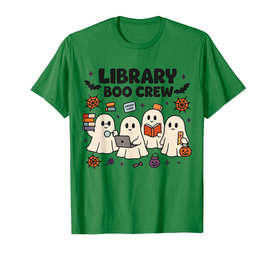 Library Boo Crew Funny Halloween Ghost Costume Man Woman T-Shirt