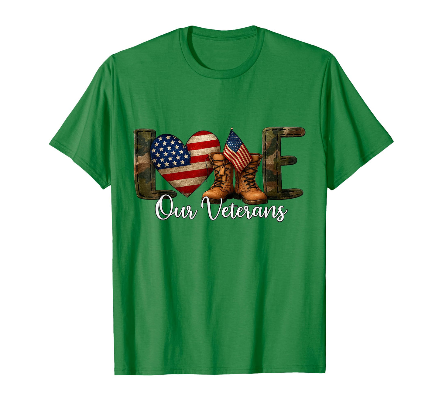 Camo American Flag Usa Proud Army Love Our Veterans T-Shirt