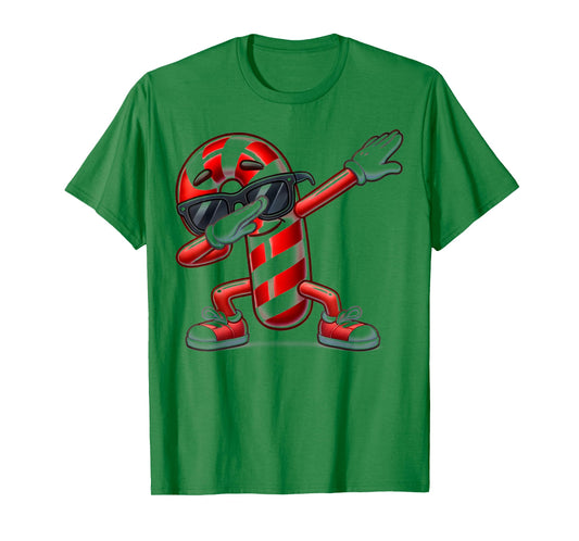 Dabbing Candy Cane Funny Christmas Graphic Tee T-Shirt