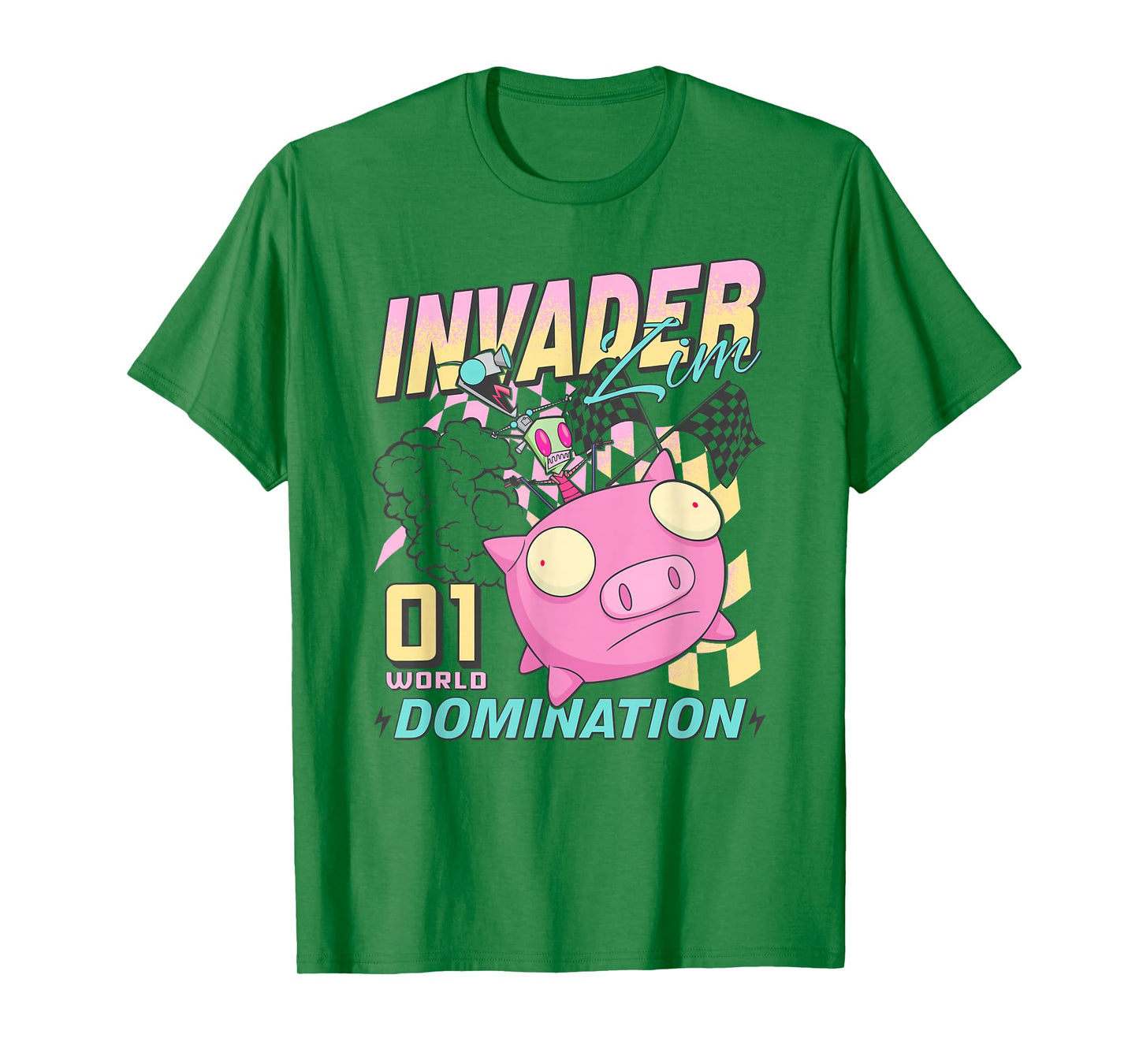 Invader Zim 01 World Domination Zim & Gir Racing Over Pig T-Shirt