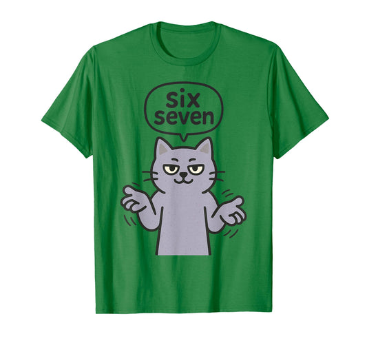 67 Six Seven 6-7 Purple Cat - Funny Kid Gaming Brainrot Meme T-Shirt