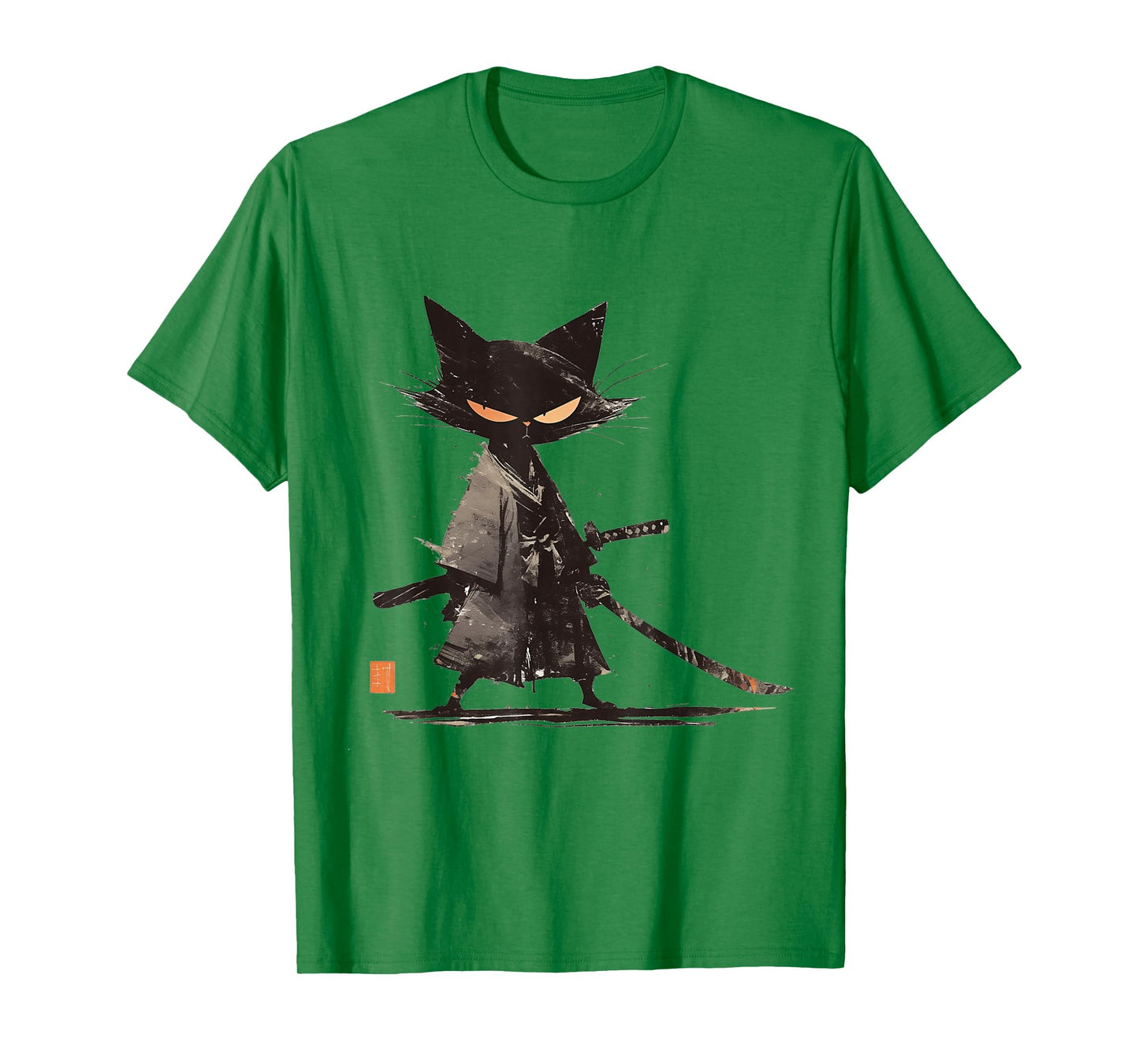 Japanese Art Cat Ninja Ukiyo-e Anime Style Samurai Cat T-Shirt