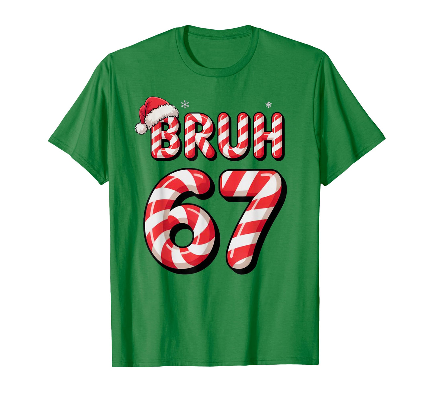 Bruh 67 Christmas Candy Cane for Teen Boys Six Seven Meme T-Shirt