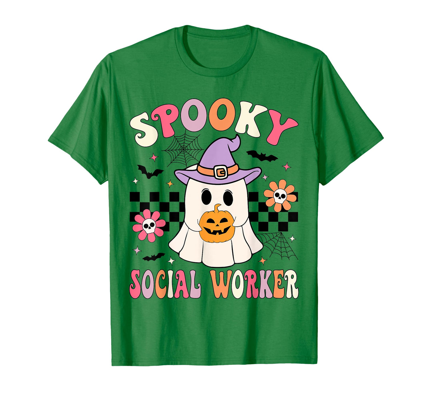Groovy Spooky Social Worker Halloween Social Worker Ghost T-Shirt