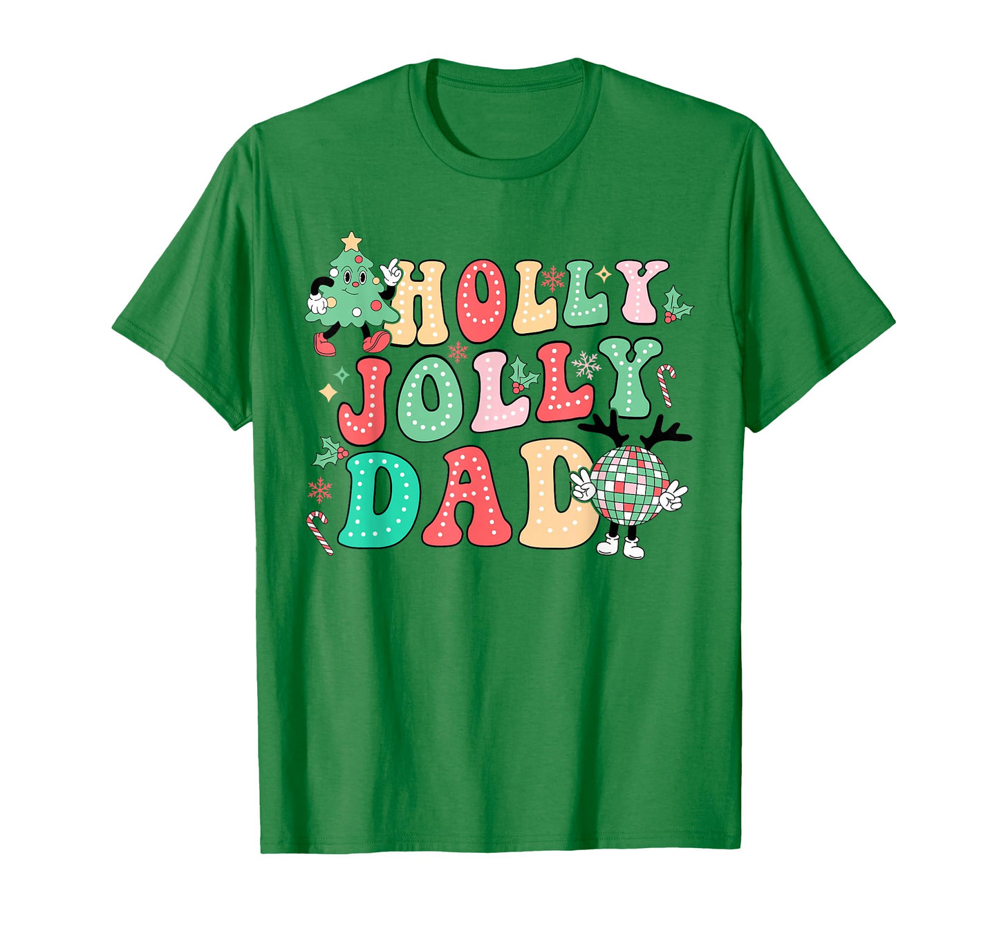 Groovy Holly Xmas Jolly Dad Christmas Vibes Matching Family T-Shirt