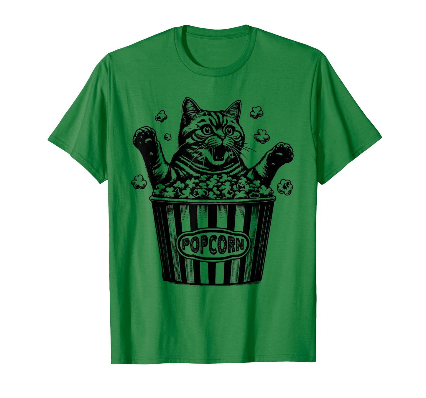 Funny Cat Popcorn Movie Theater Lover Film Buff Movie Night T-Shirt