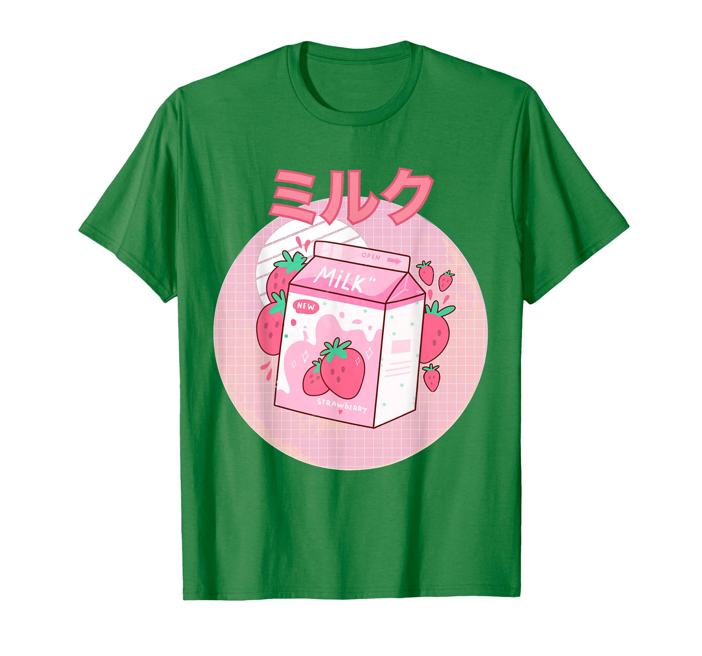 Strawberry Milkshake Carton Pink Funny Japanese Retro 90s T-Shirt