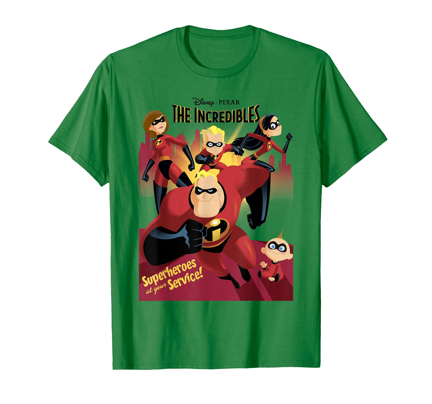 Disney Pixar The Incredibles Superhero Group Poster Retro T-Shirt