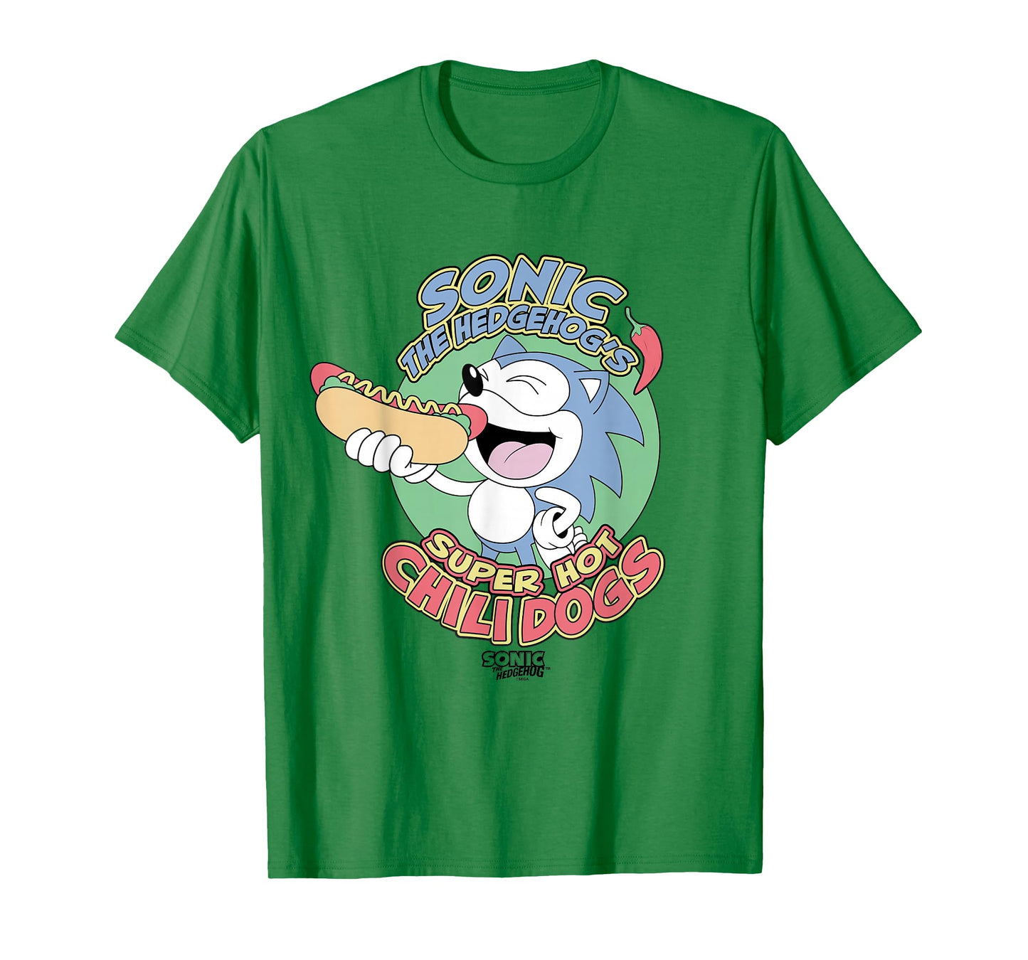 Sonic The Hedgehog Super Hot Chili Dogs Retro Ad T-Shirt