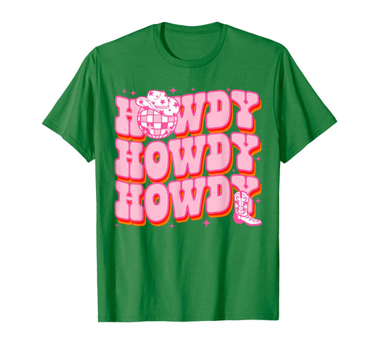 Howdy Southern Western Girl Country Rodeo Pink Disco Cowgirl T-Shirt