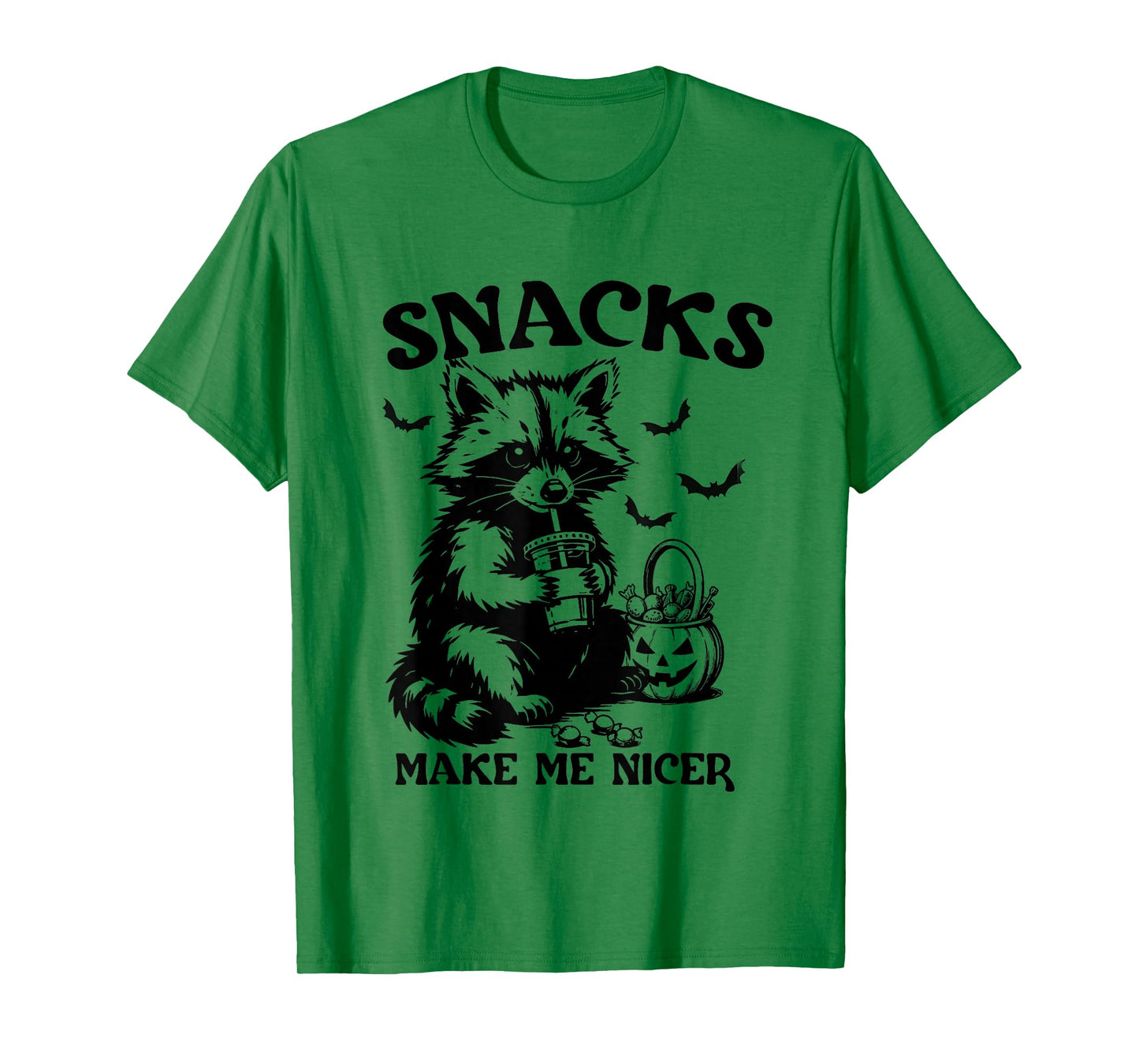 Snacks Make Me Nicer Halloween Raccoon Spooky Season Autumn T-Shirt