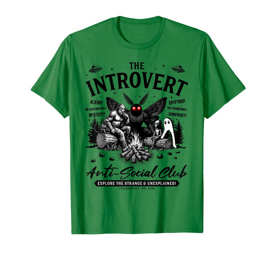 The Introvert Social Club Bigfoot Mothman Alien Creature T-Shirt