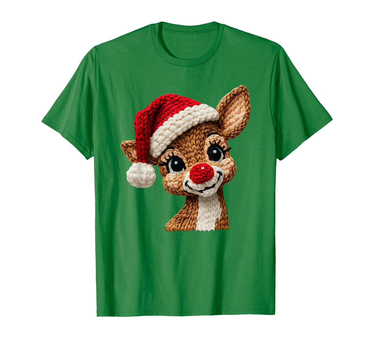 Crochet Reindeer Face Merry Christmas Girly Kids Toddler T-Shirt