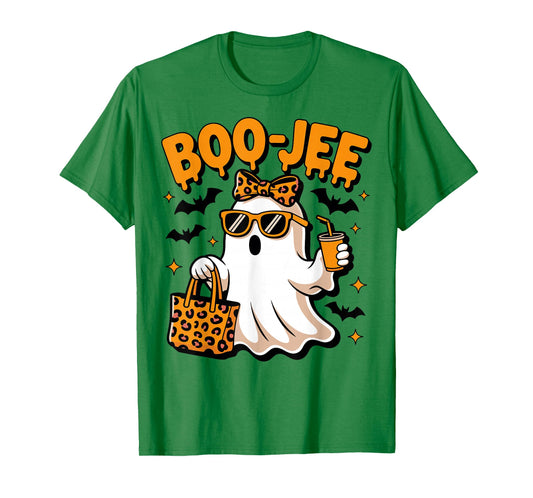 Halloween Boo JEE Cute Leopard Ghost Coffee Boujee Women T-Shirt
