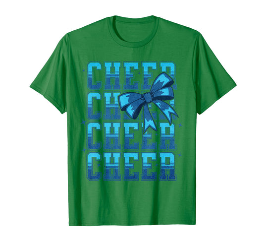 Coquette Cheer Bow Cheerleading Team Spirit Sport Blue T-Shirt