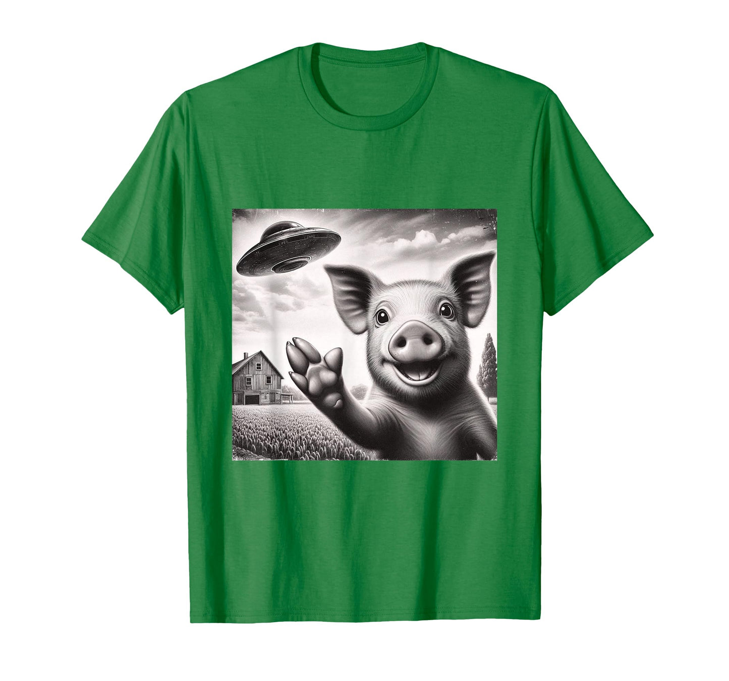 Alien Pig Selfie with UFO T-Shirt