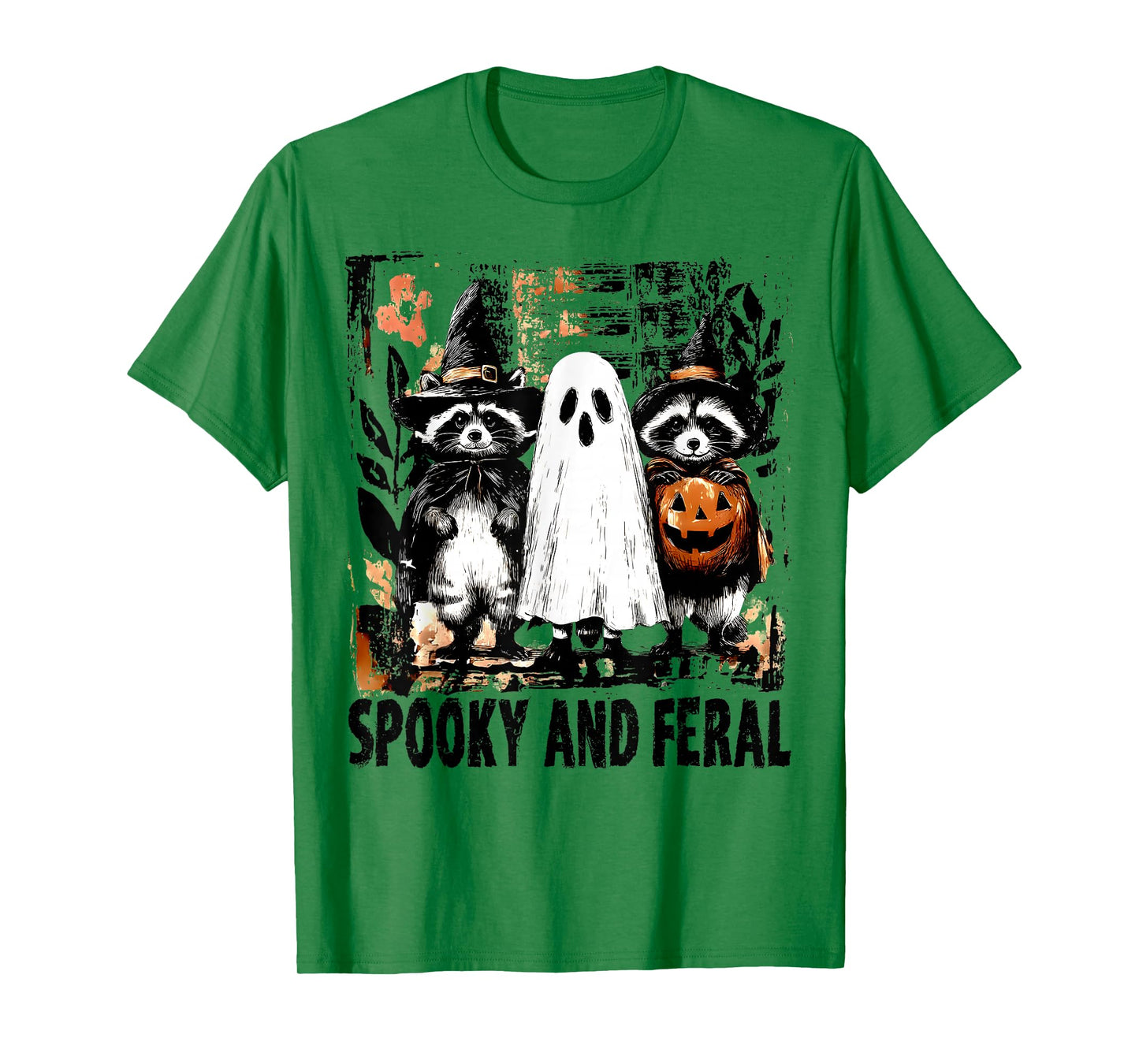 Spooky and Feral Halloween Cute Ghost Raccoon Trick Or Treat T-Shirt