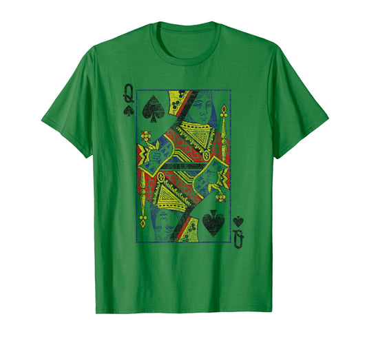 Lady of Spades Playing Cards Costume Poker Distressed T-Shirt