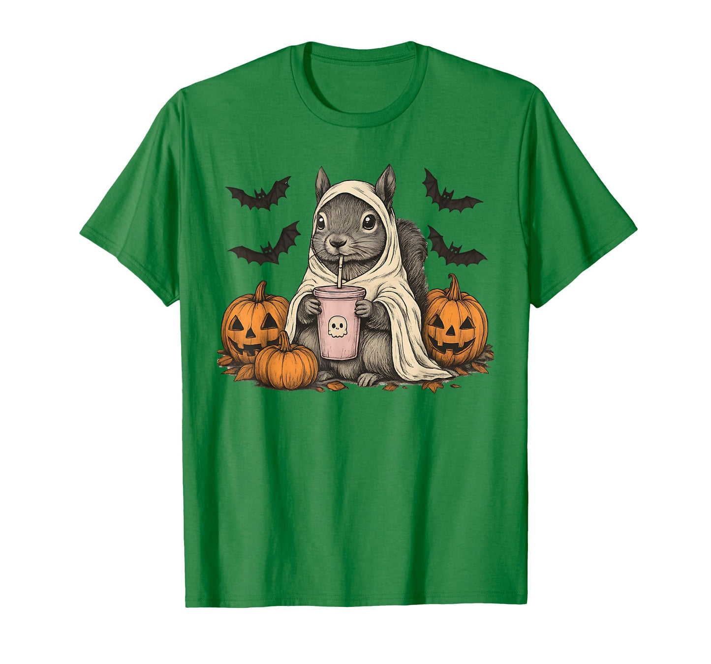Fanny Halloween Squirrel Ghost Pumpkin T-Shirt