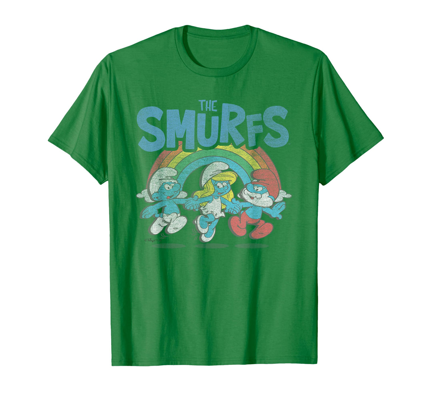The Smurfs Vintage Rainbow with Characters Cartoon T-Shirt