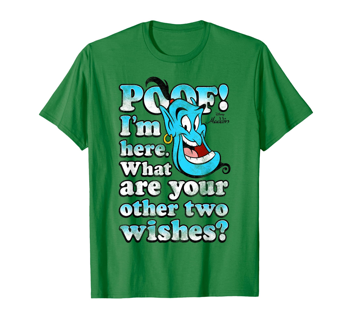 Disney Aladdin Genie Poof! 2 Wishes Gradient Text Portrait T-Shirt