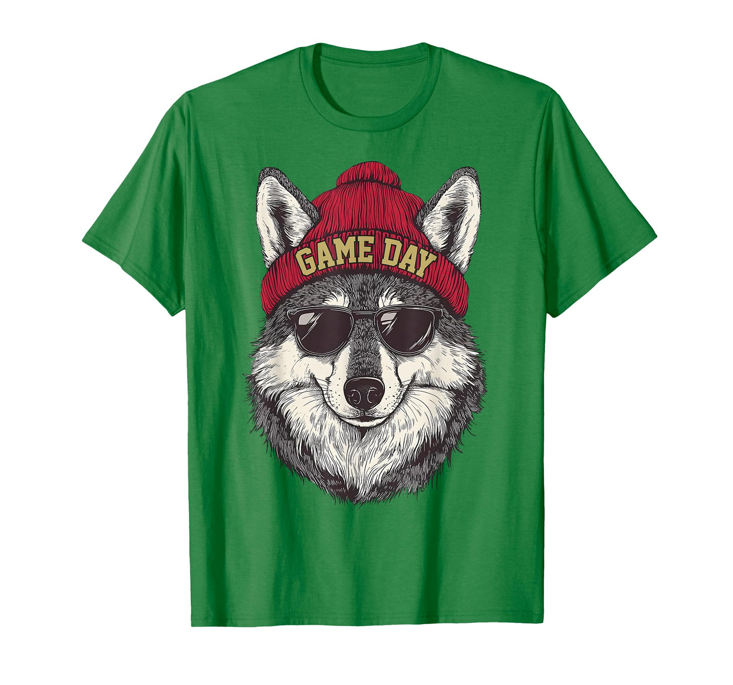 Football Game Day Wolf Cool Sunglasses Team Spirit T-Shirt