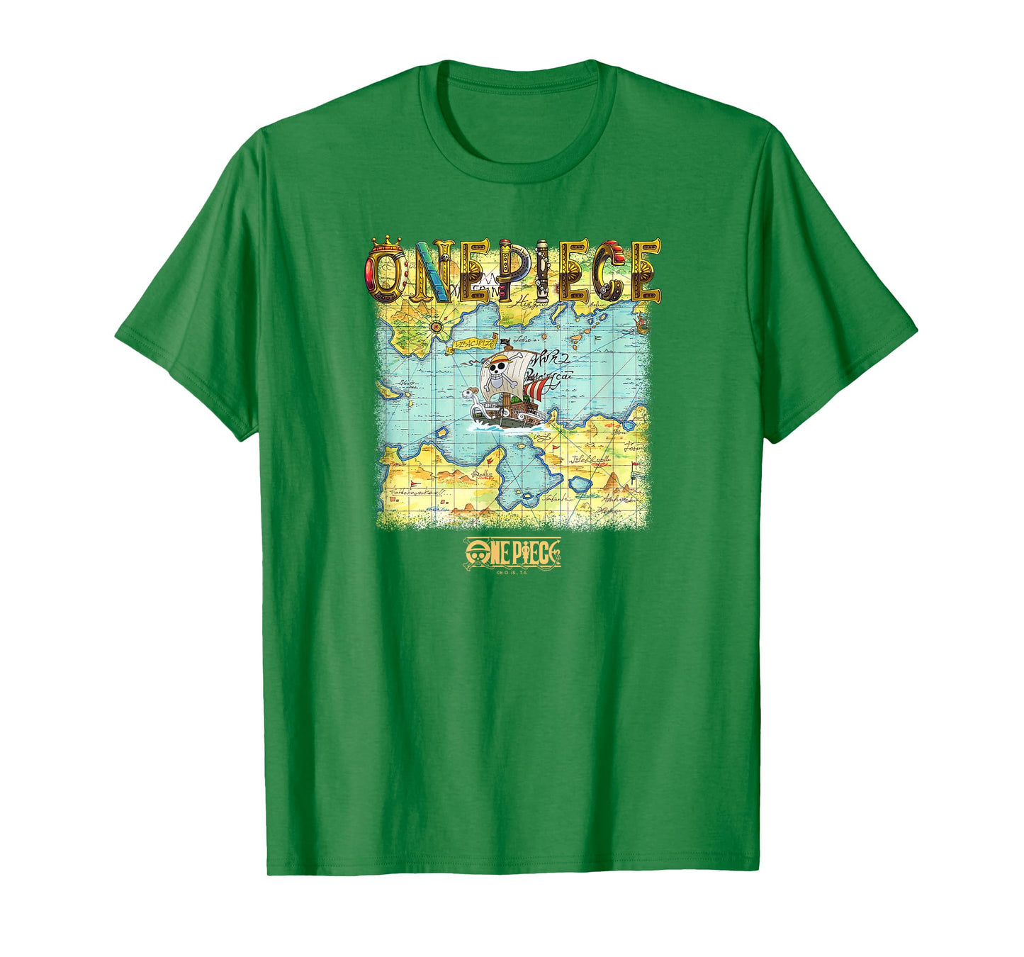 One Piece Anime Open Seas Pirate Map Photo T-Shirt