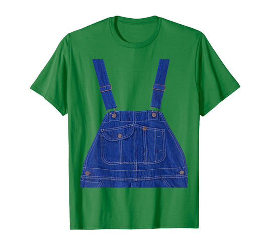 Blue Color Overall Printed On A Yellow Color T-Shirt