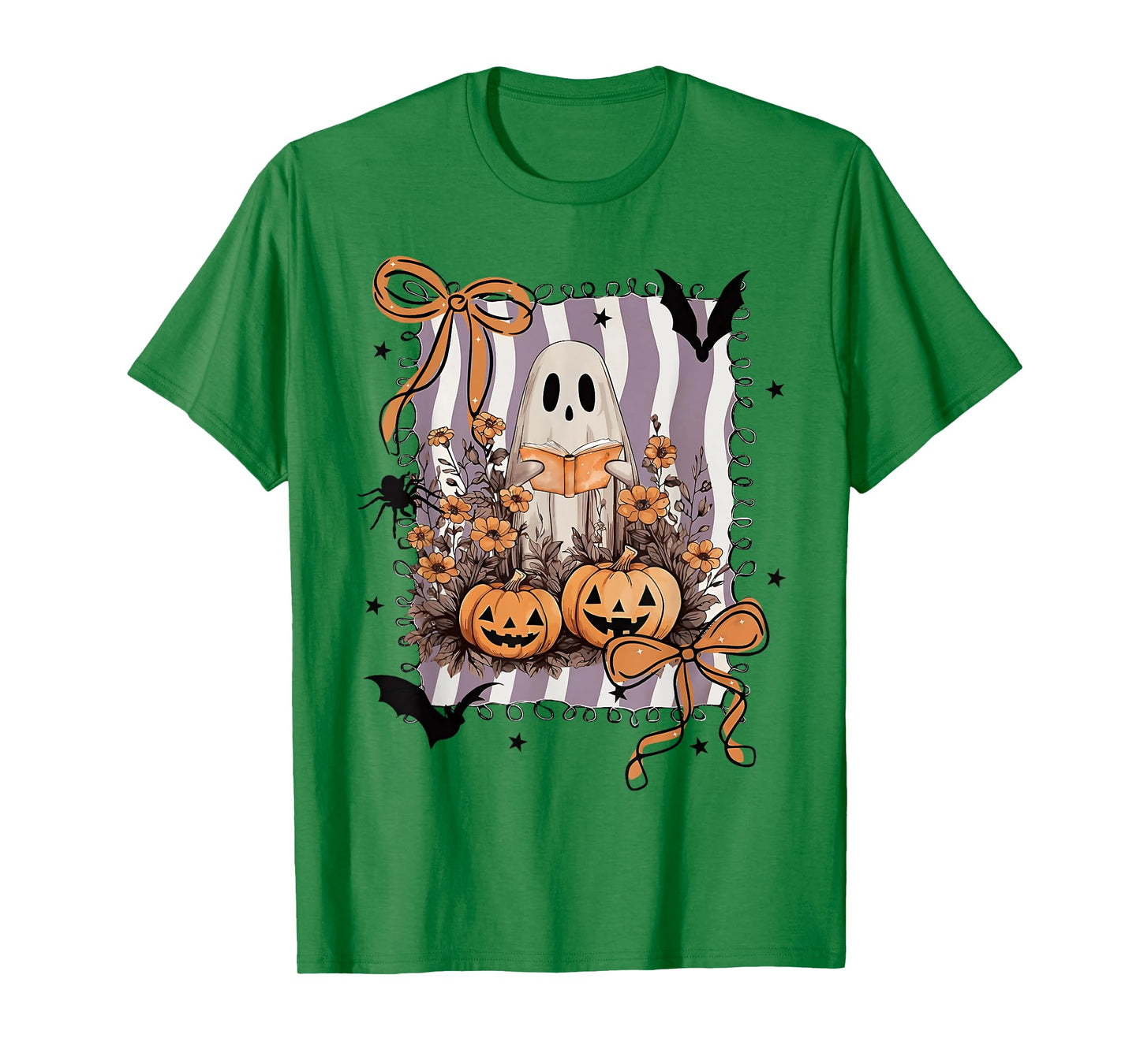 Coquette Bow Spooky Teacher Ghost Halloween Trick Or Teach T-Shirt