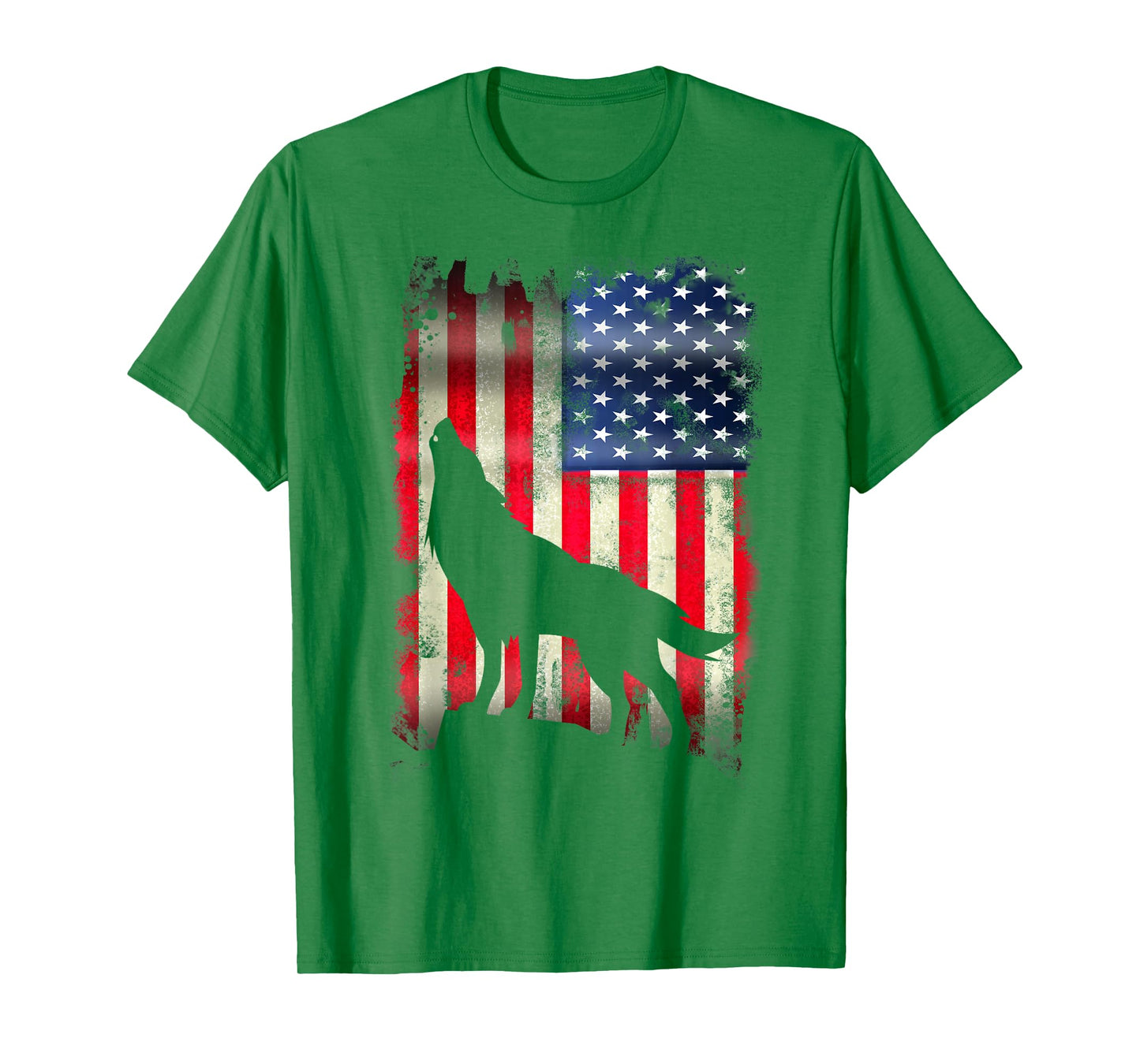 USA Wolf Vintage American Flag Funny Animal T Shirt T-Shirt for Women Kids Men