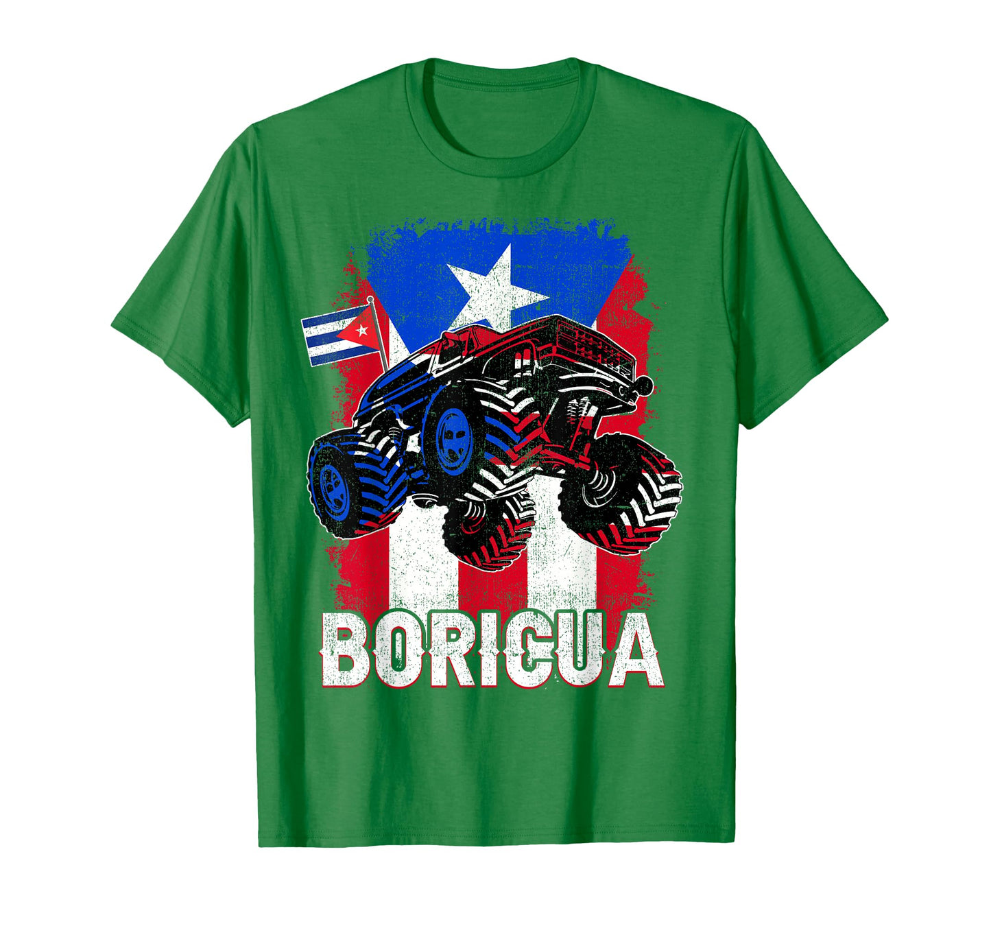 Boricua Puerto Rico Kid Boy Toddler Monster Truck Rican Flag T-Shirt