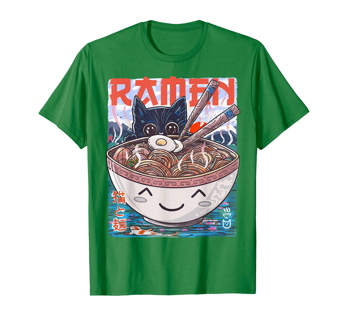 Ramen Noodles Anime Cat T-Shirt