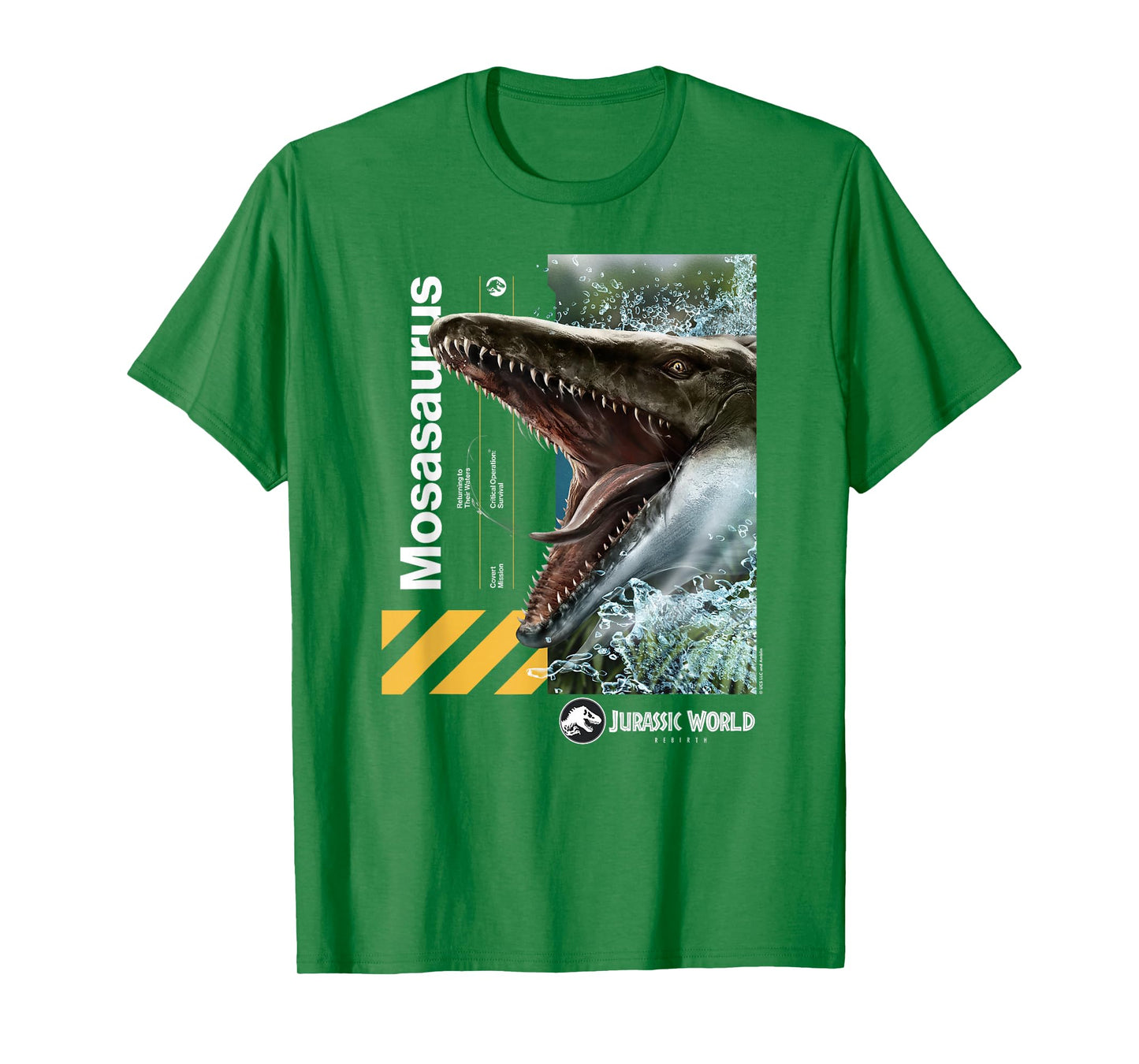 Jurassic World Mosasaurus T-Shirt - Unisex-Adults/Kids, Black, Small, Short Sleeve, Cotton, Solid, Crew Neck, Modern Classic Fit Lightweight