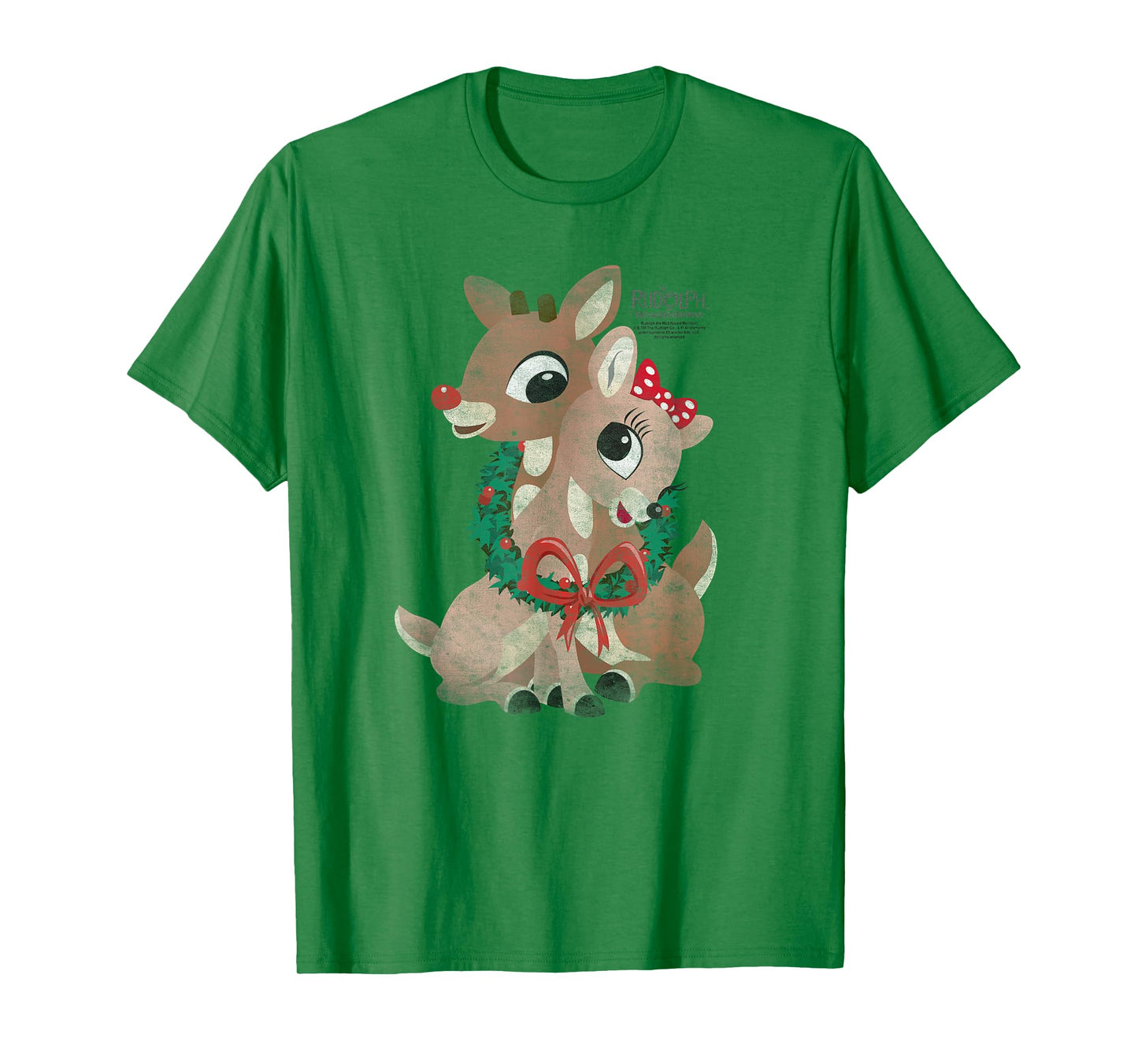 Rudolph and Clarice Holiday Wreath Vintage Christmas T-Shirt