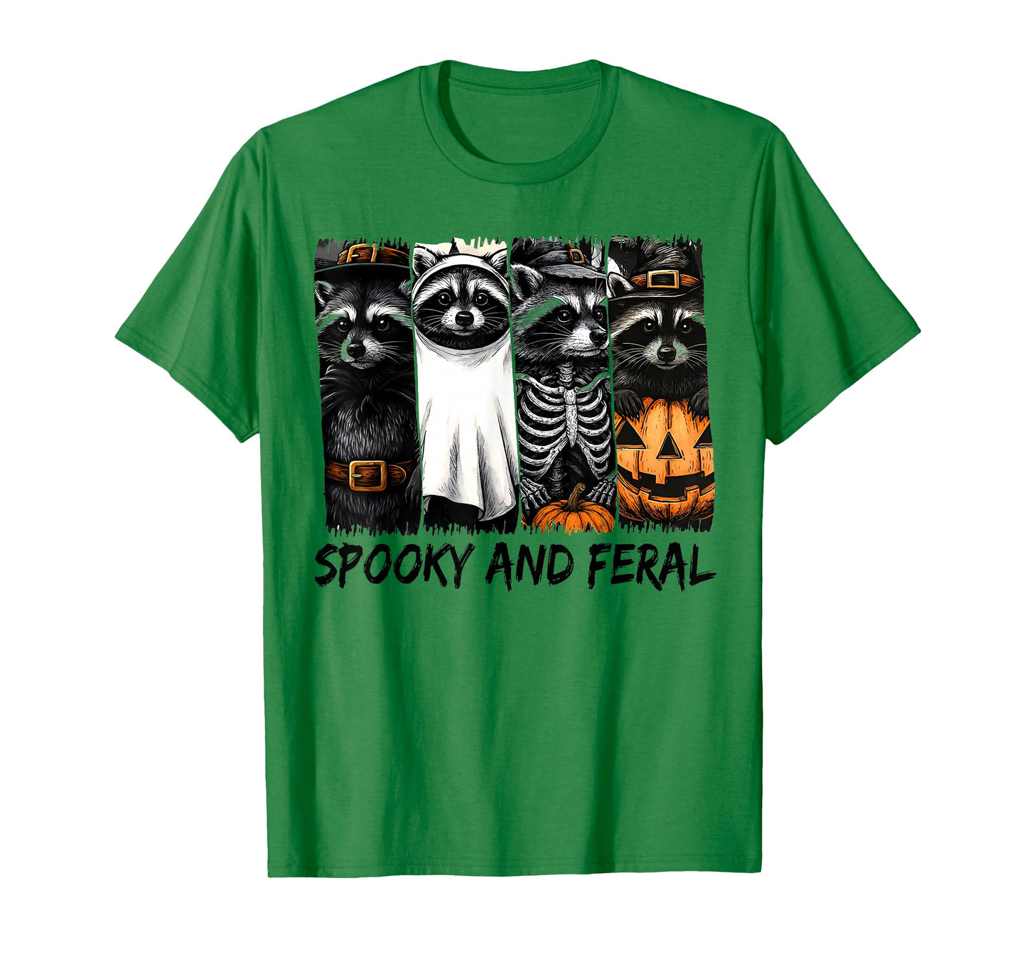 Spooky and Feral Halloween Cute Ghost Raccoon Trick Or Treat T-Shirt