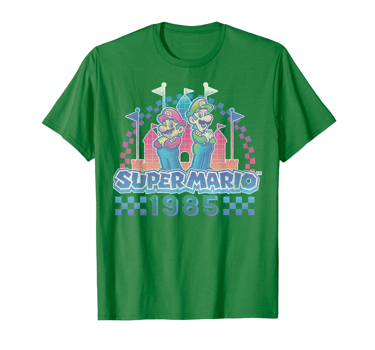 Super Mario Bros Retro Rainbow 1985 Vintage Race Track Duo T-Shirt