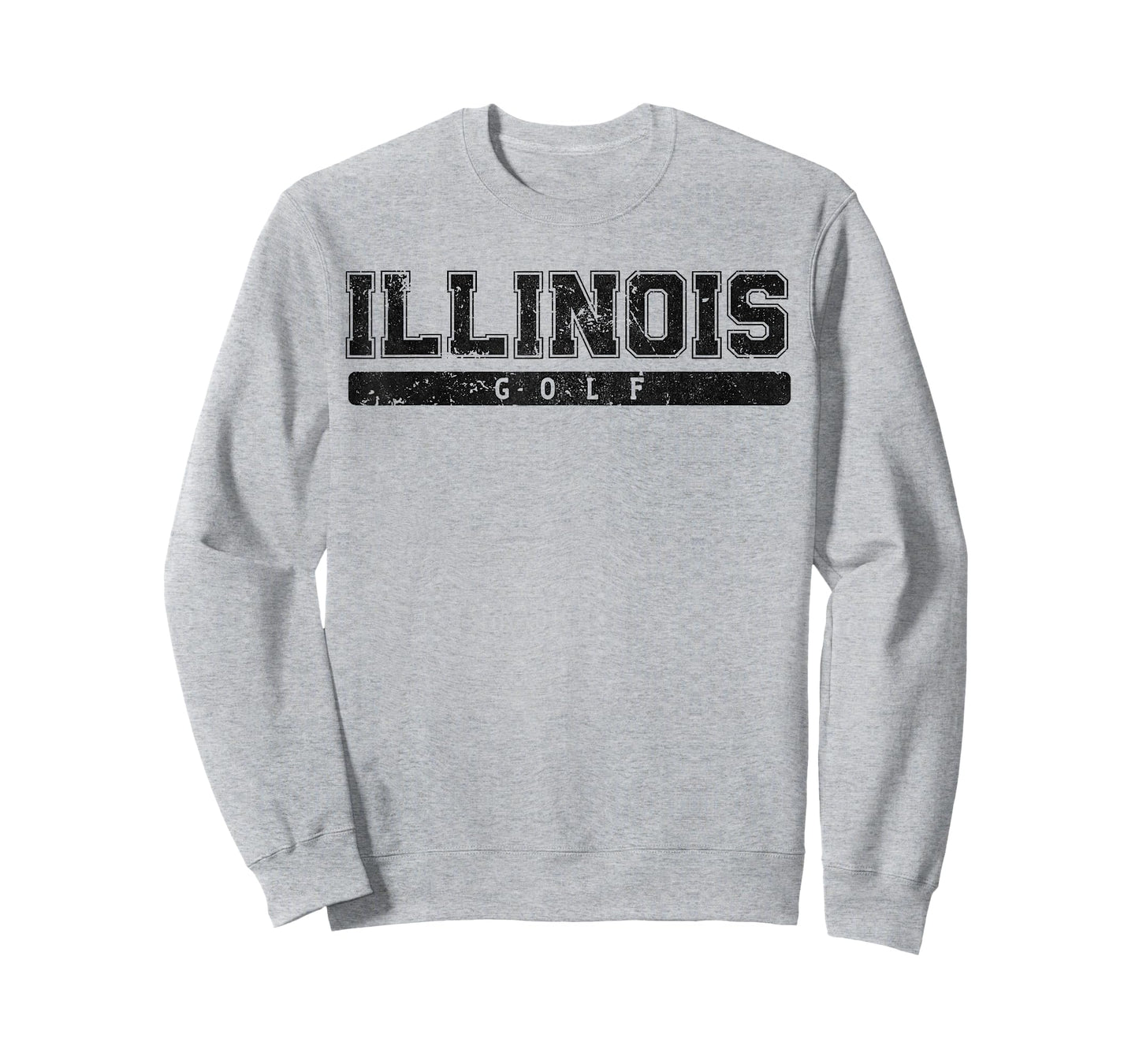 Illinois Golf Black Vintage Text T-Shirt