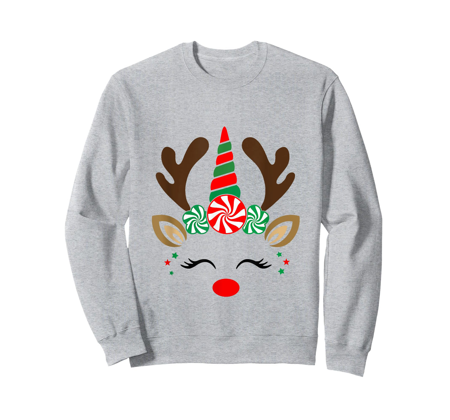 Christmas Reindeer Unicorn Face Cute Unicorn T-Shirt