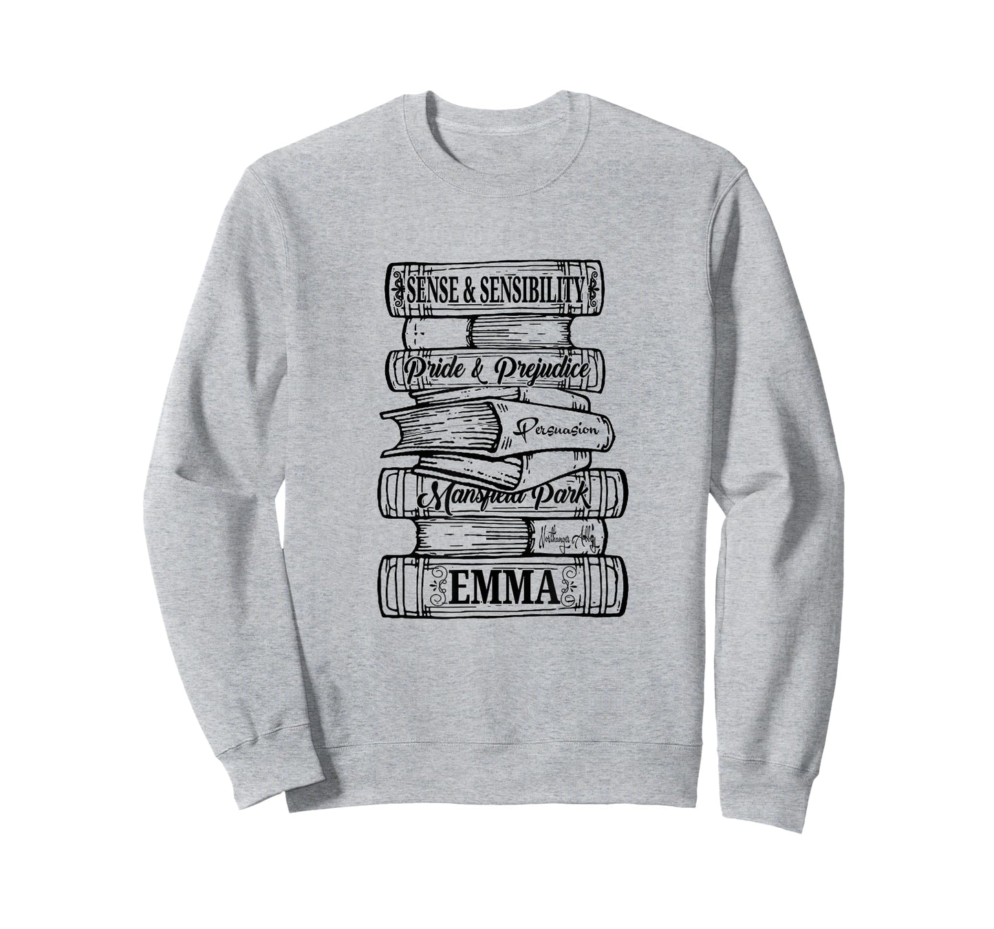 Jane Austen Pride and Prejudice & Mr. Darcy Book Stack Fans T-Shirt